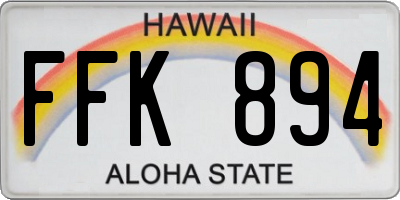 HI license plate FFK894