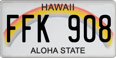 HI license plate FFK908
