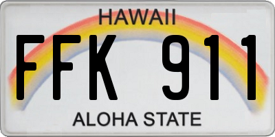 HI license plate FFK911