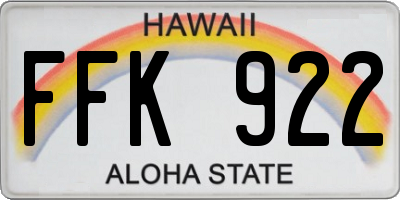 HI license plate FFK922