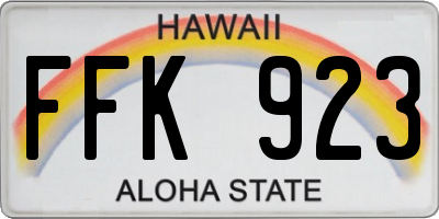 HI license plate FFK923