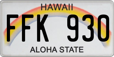 HI license plate FFK930