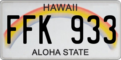 HI license plate FFK933