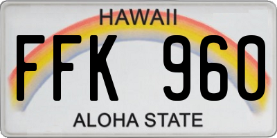 HI license plate FFK960