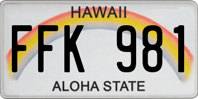 HI license plate FFK981