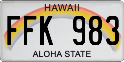 HI license plate FFK983