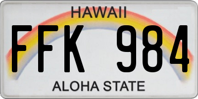 HI license plate FFK984