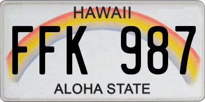 HI license plate FFK987