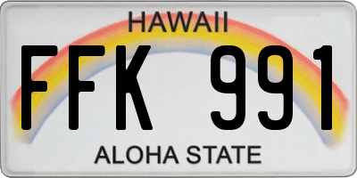 HI license plate FFK991