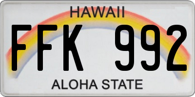 HI license plate FFK992