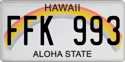 HI license plate FFK993