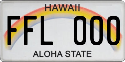 HI license plate FFL000