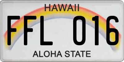 HI license plate FFL016