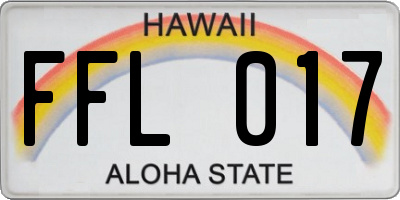 HI license plate FFL017