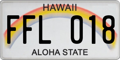 HI license plate FFL018