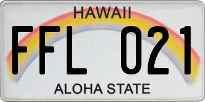 HI license plate FFL021