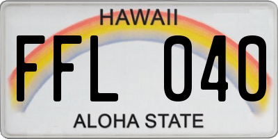 HI license plate FFL040