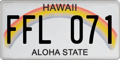 HI license plate FFL071