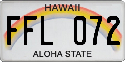 HI license plate FFL072