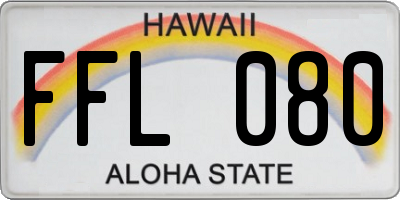 HI license plate FFL080