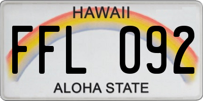 HI license plate FFL092