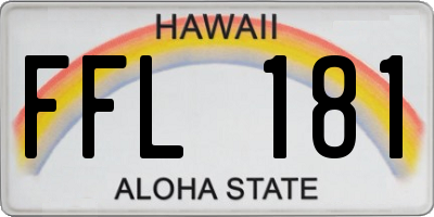 HI license plate FFL181