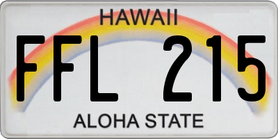 HI license plate FFL215