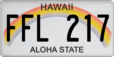 HI license plate FFL217