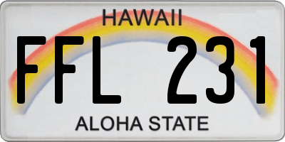 HI license plate FFL231