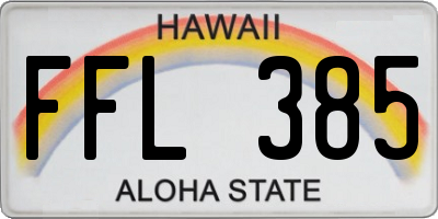 HI license plate FFL385