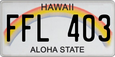 HI license plate FFL403