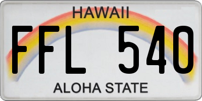 HI license plate FFL540