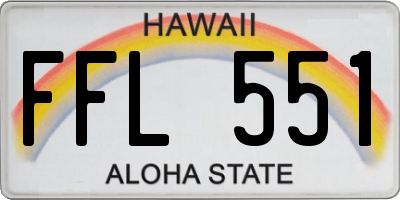 HI license plate FFL551
