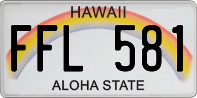 HI license plate FFL581