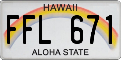 HI license plate FFL671