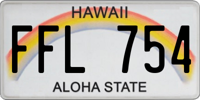 HI license plate FFL754
