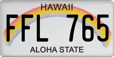 HI license plate FFL765