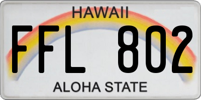 HI license plate FFL802