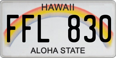 HI license plate FFL830