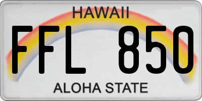 HI license plate FFL850