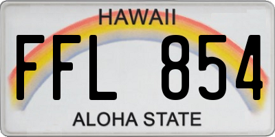 HI license plate FFL854