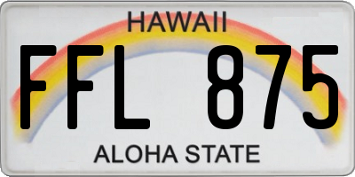 HI license plate FFL875