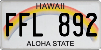 HI license plate FFL892
