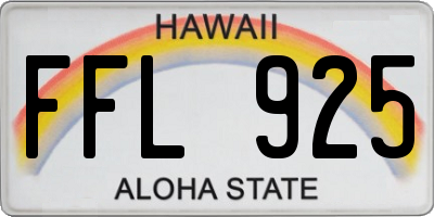 HI license plate FFL925