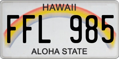 HI license plate FFL985