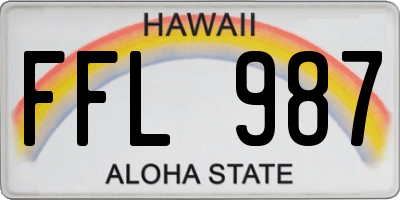 HI license plate FFL987
