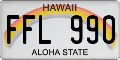 HI license plate FFL990