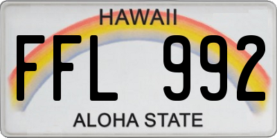 HI license plate FFL992
