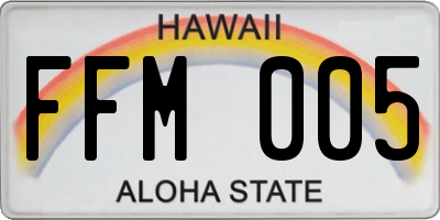 HI license plate FFM005