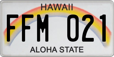 HI license plate FFM021
